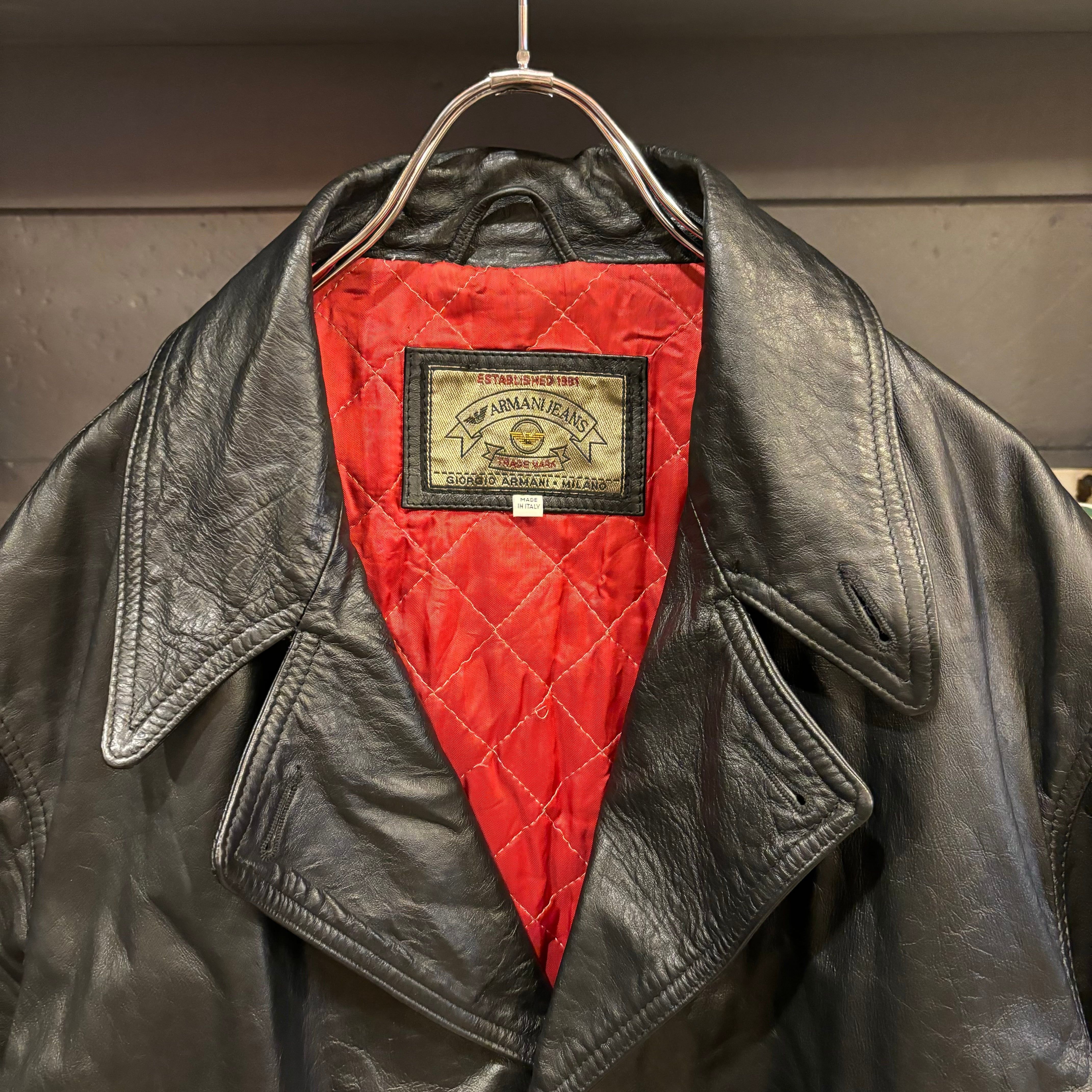 90s ARMANI JEANS Leather Jacket | VOSTOK