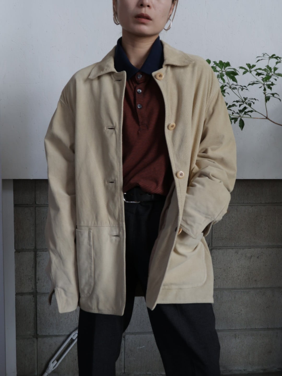〈vintage〉beige suede over jacket