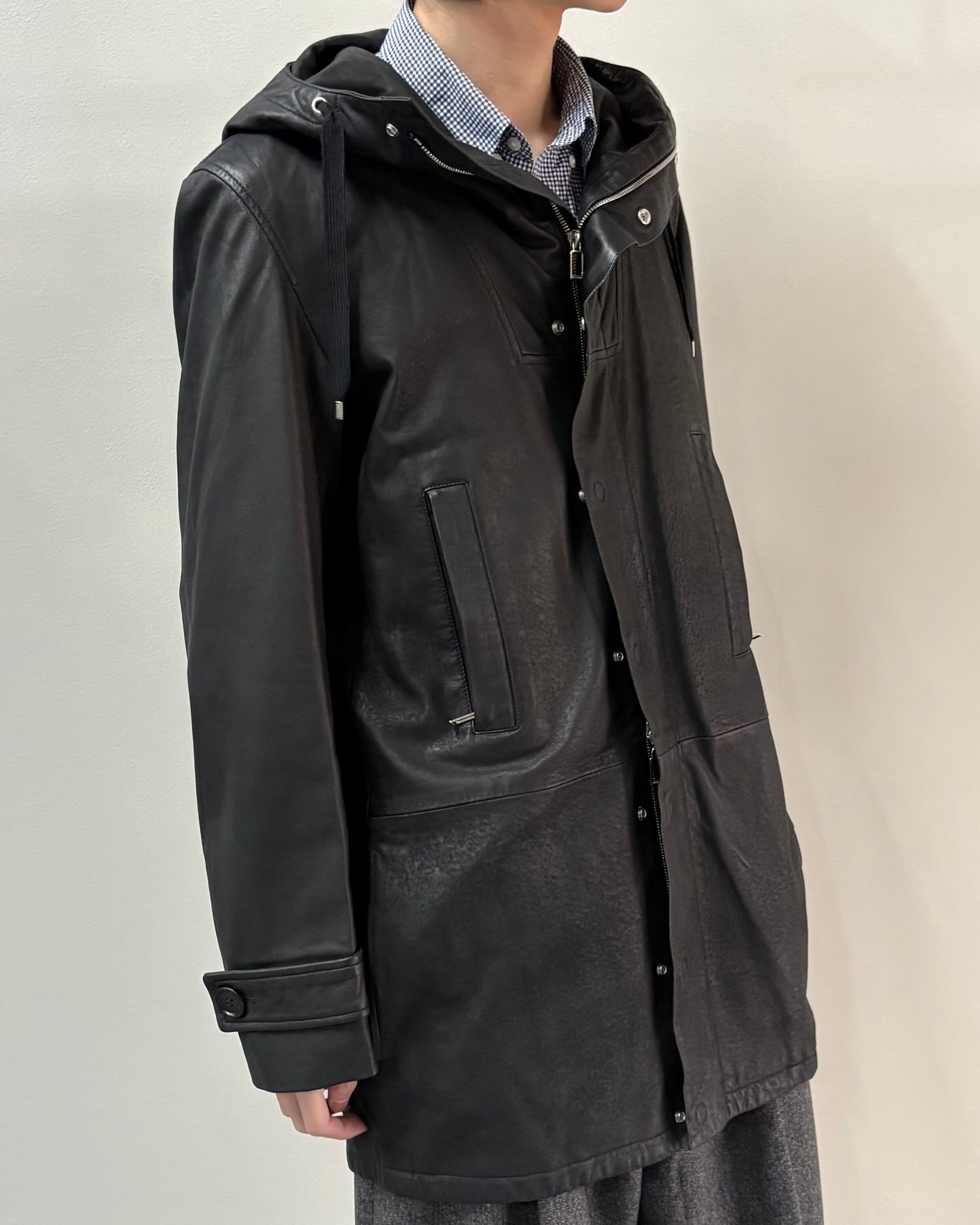 2012AW/Dior homme by Kris Van Assche】hooded leather zip jacket