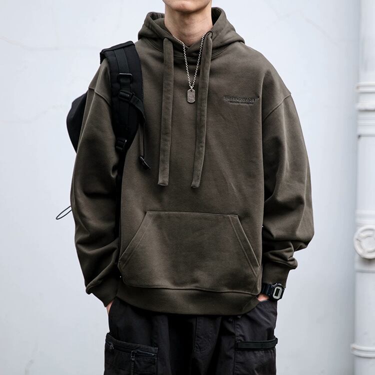 ★HOODED LETTER EMBROIDERY PULLOVER　　　A0872