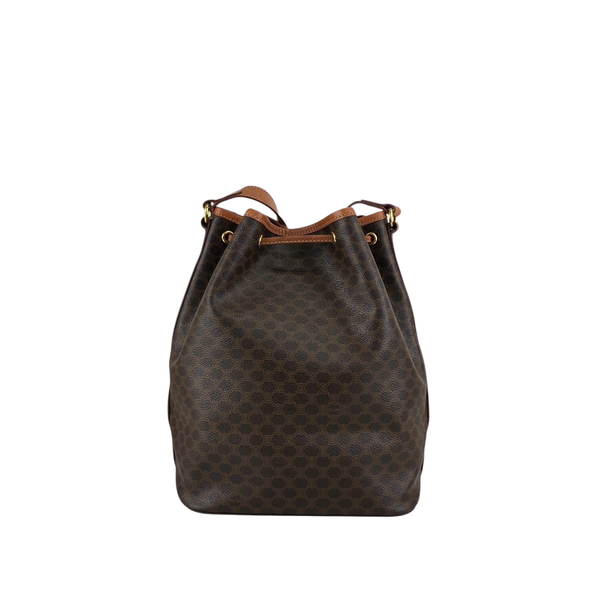 CELINE セリーヌ マカダム ショルダーバッグ ブラウン ブラゾン型押し