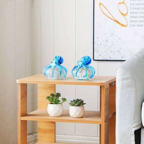 タコのウォールアート 文鎮 ペーパーウェイト ブルー ホームデコレーション 美しいアート置物 オフィス文鎮 海の動物 クリスタルの置物