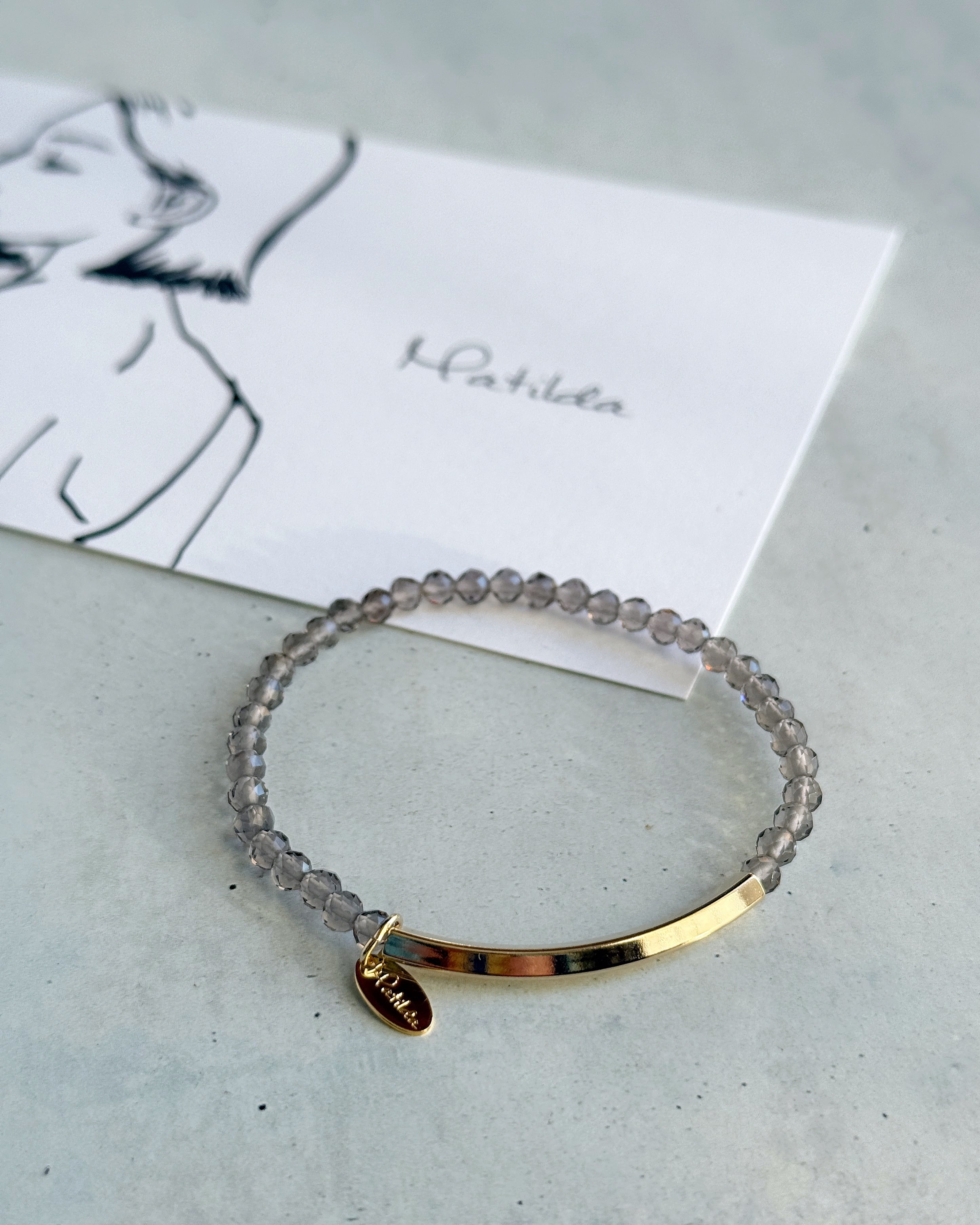 【再販】Tube & stone bracelet(アイスオブシディアン)