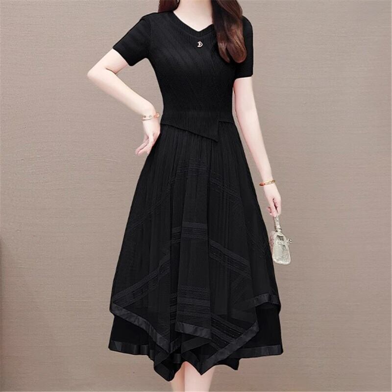 ドレス ミモレ ミモレ丈 袖あり 半袖 Vネック Aライン プリーツ ハイウエスト メッシュ かわいい 大人可愛い きれいめ シンプル 大人 上品 おしゃれ お洒落 大人可愛い 大人女子 ラブリー キュート ガーリー 個性的 クール セクシー エレガント 華やか 上品 お姫様 お嬢様 清楚 無地 20代 30代 レディース デート 女子会 パーティー イベント 韓国 韓国系 オルチャン ファッション コーデ スタイル 美脚 脚長 夏 二次会 M L XL 2XL 3XL