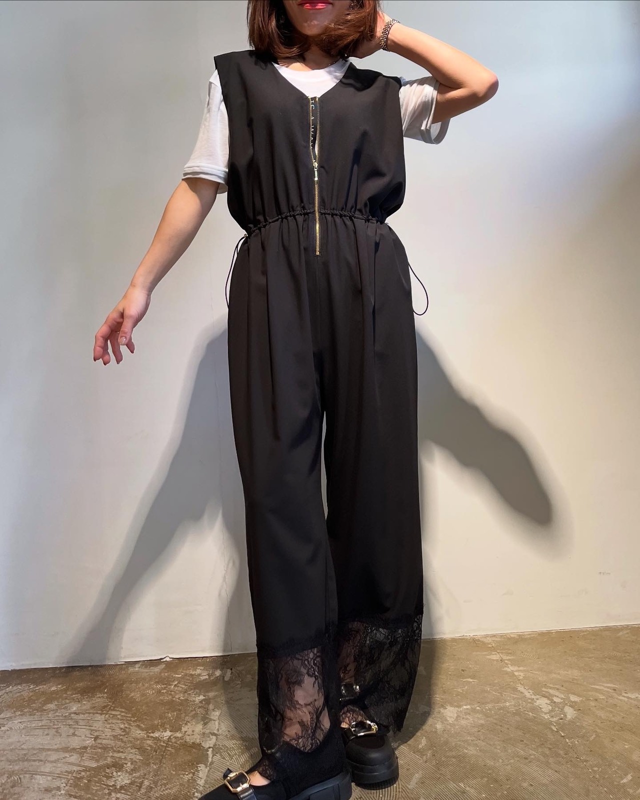 エイミーロウ  Eimee Law 裾レースドロストオールインワン