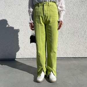 slit color high-waist denim pants_LN0726