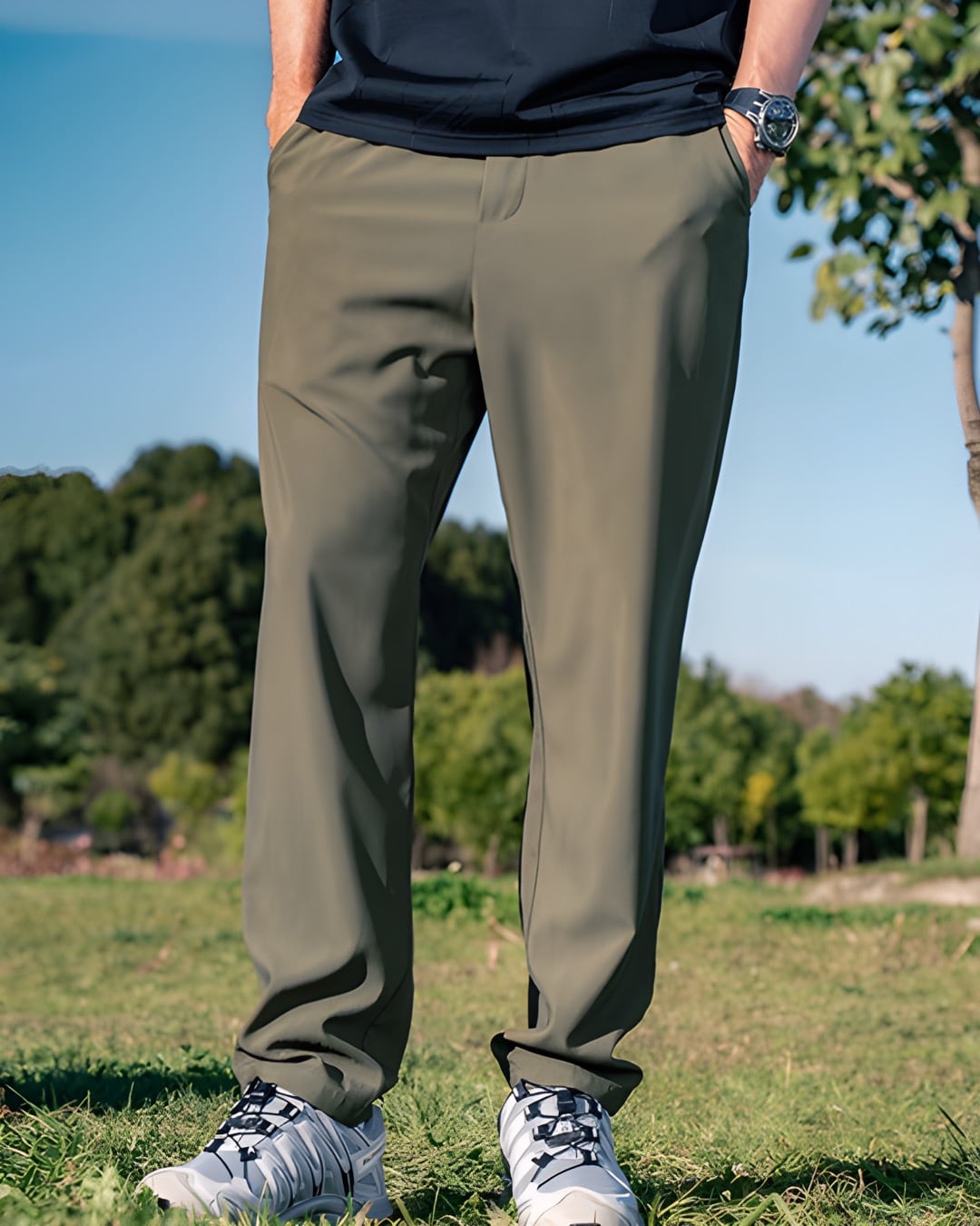 ノータック テーパードシルエットパンツ 4色 E0003