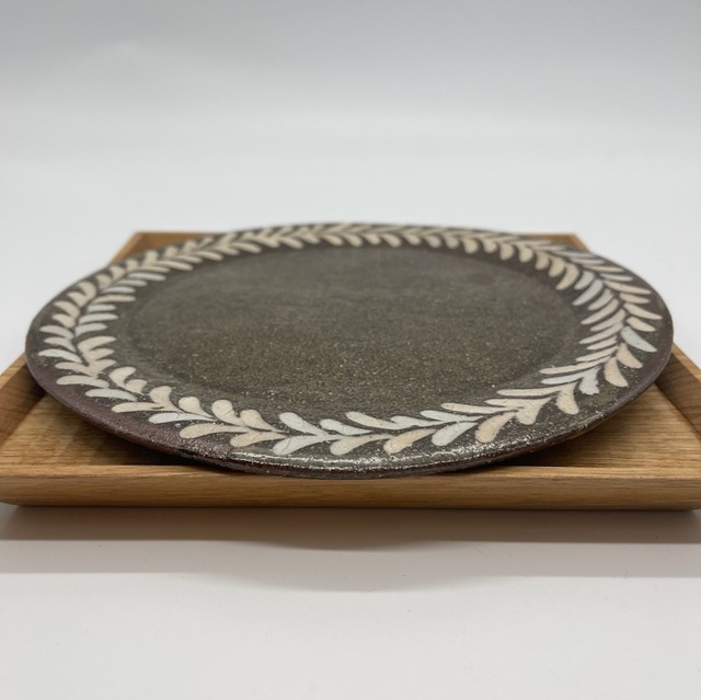 『廣辻有美』　七寸皿　象嵌　2110402511078B