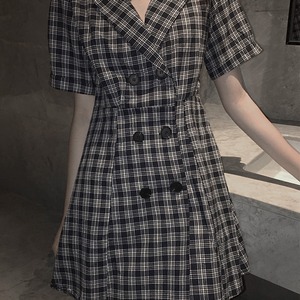 トレンチ ワンピース レディース 春夏秋 ミニ丈  きれいめ 大人 かわいい おしゃれ レトロ チェック柄 カジュアル 大人可愛い 大人女子