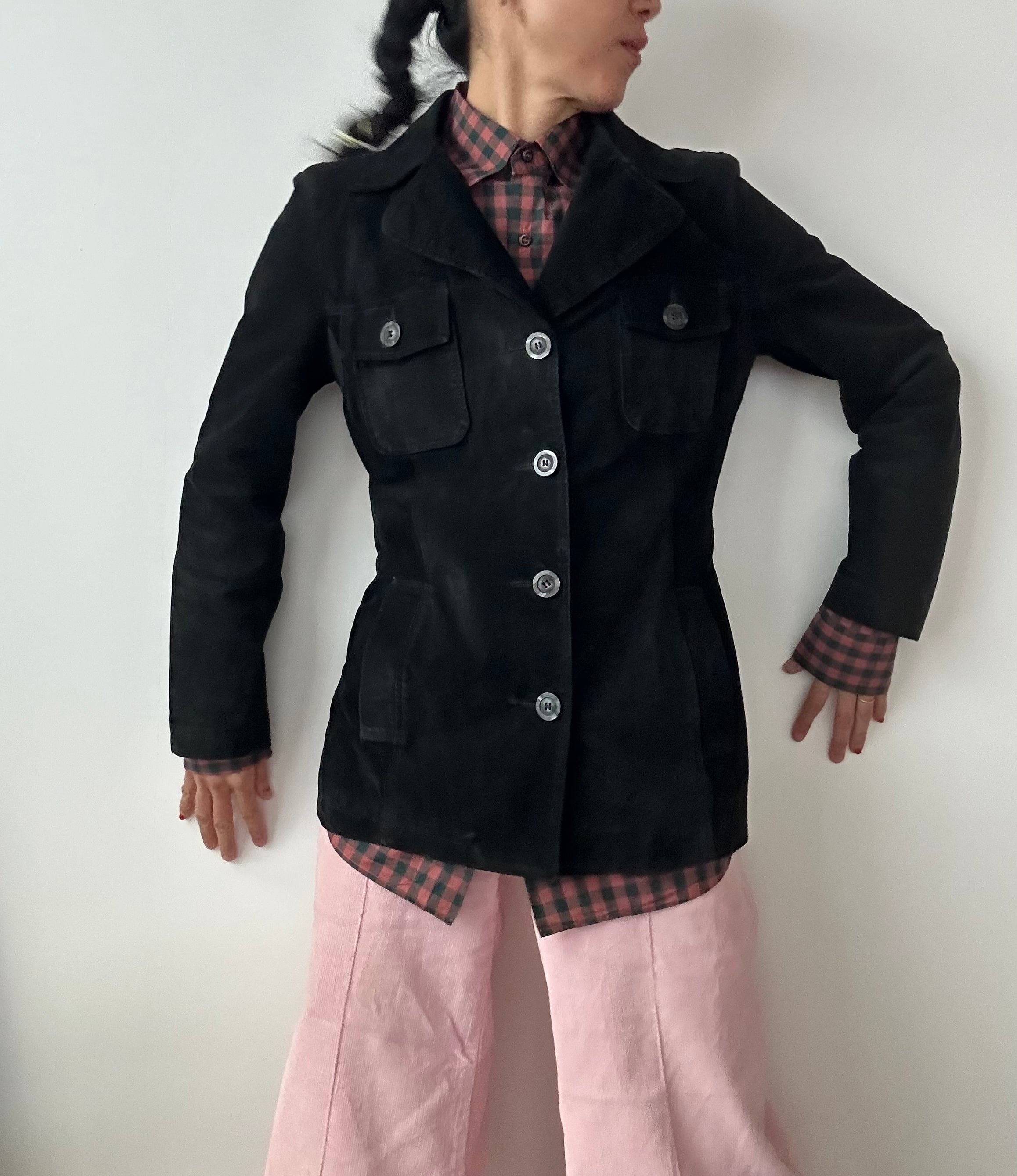 Vintage ブラックスエードレザーJACKET