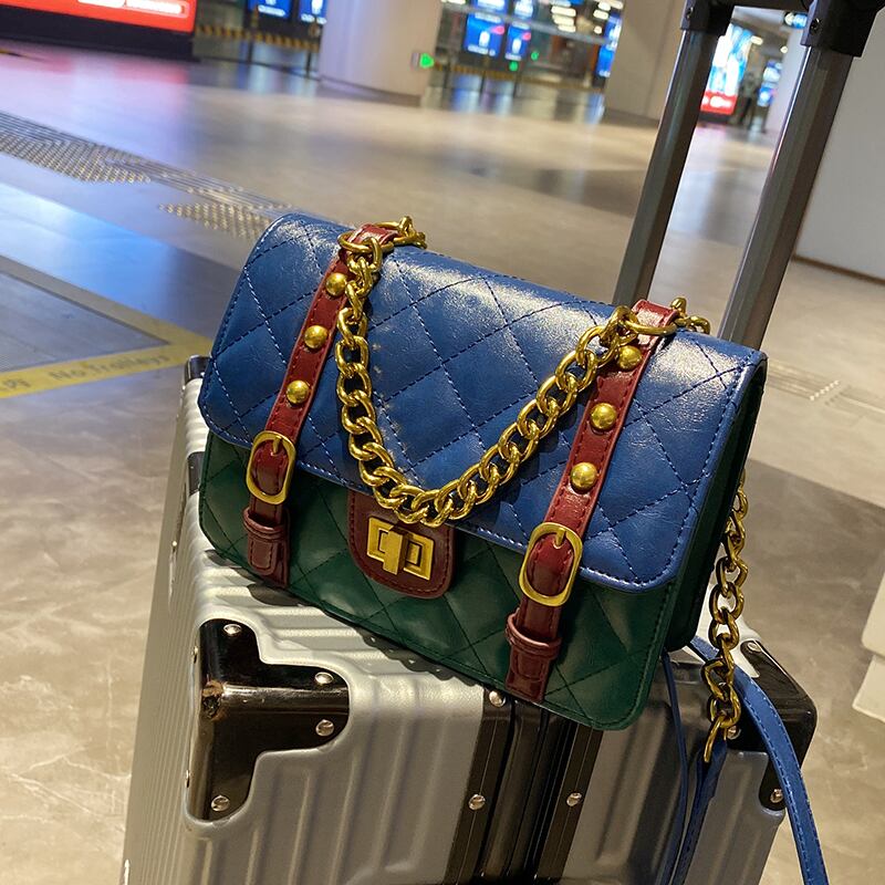 刺繍オータムチェーン 秋物 スクウェア メッセンジャーバッグ 手作りハンドバック12408558084