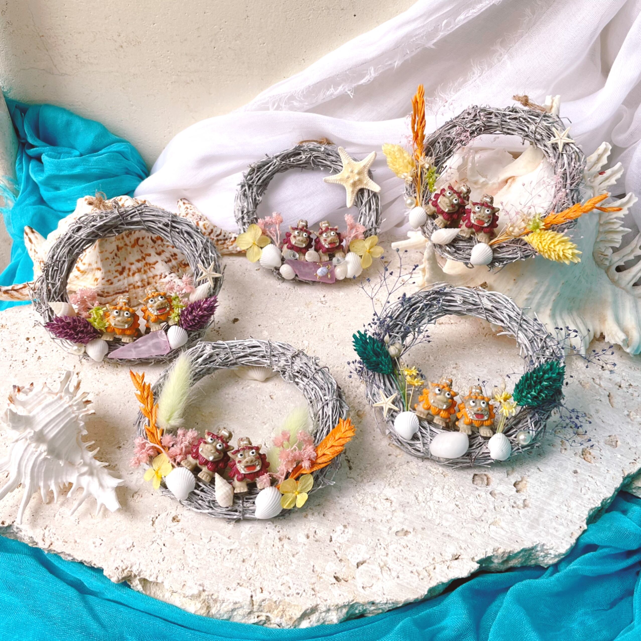 親子シーサーのミニリース | のざき民芸