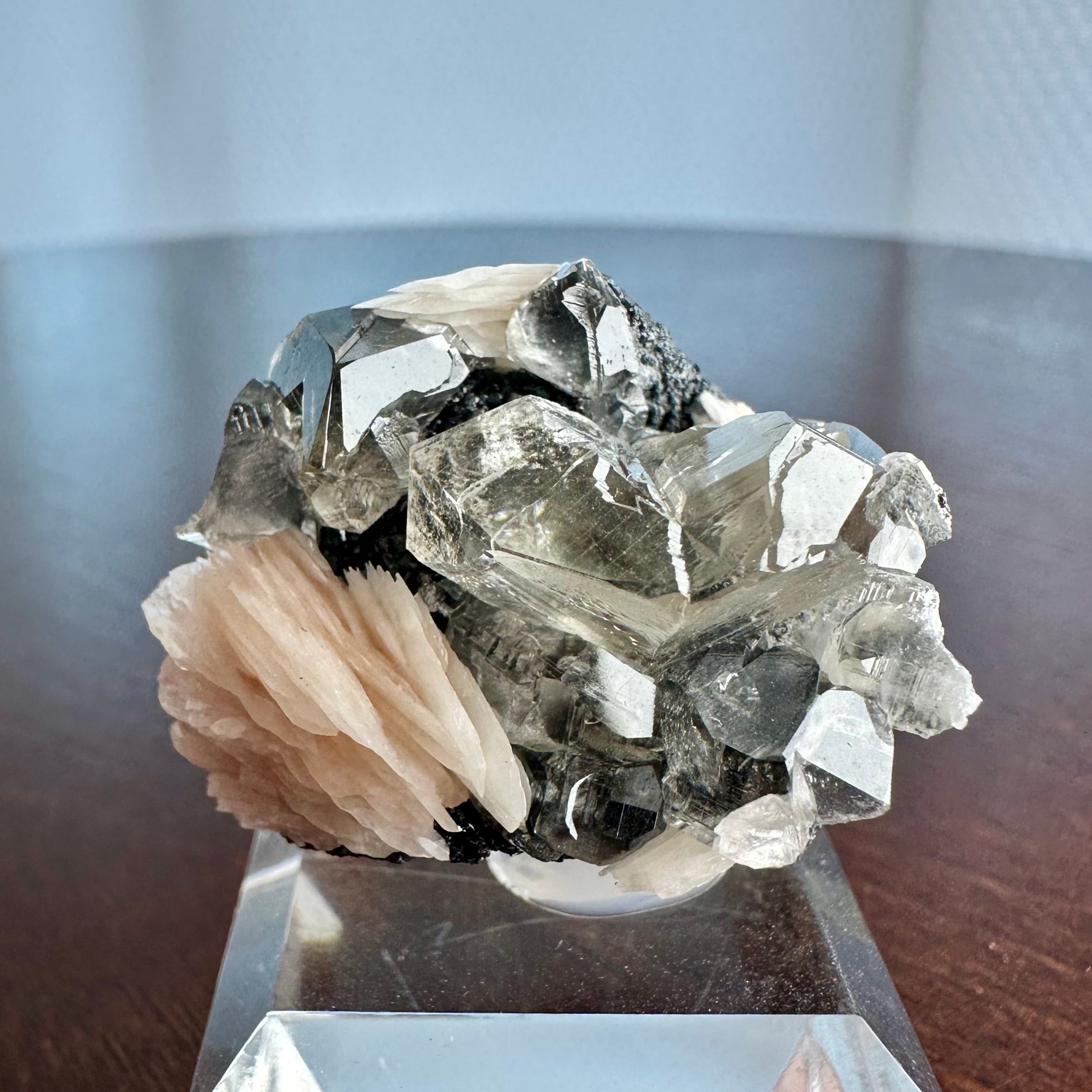 セルサイト / バライト / ガレナ【Cerussite with Baryte on Galena