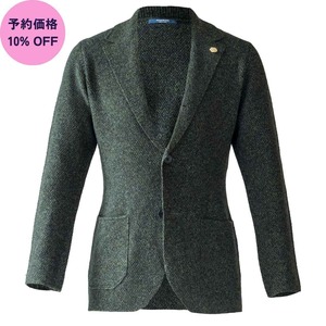【予約価格 10%OFF 10/31(土)まで】リッチメランジラムズウールニットジャケット/オリーブメランジ/日本製