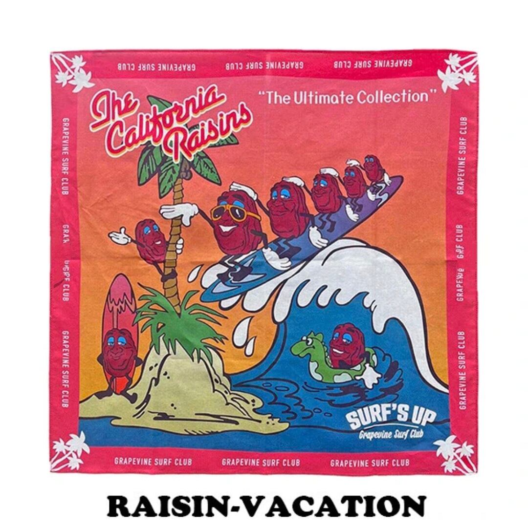 ♧【California Raisins(カリフォルニアレーズン)】『SURF』 バンダナ / ランチクロス 〚アメリカン雑貨 アメトイ〛