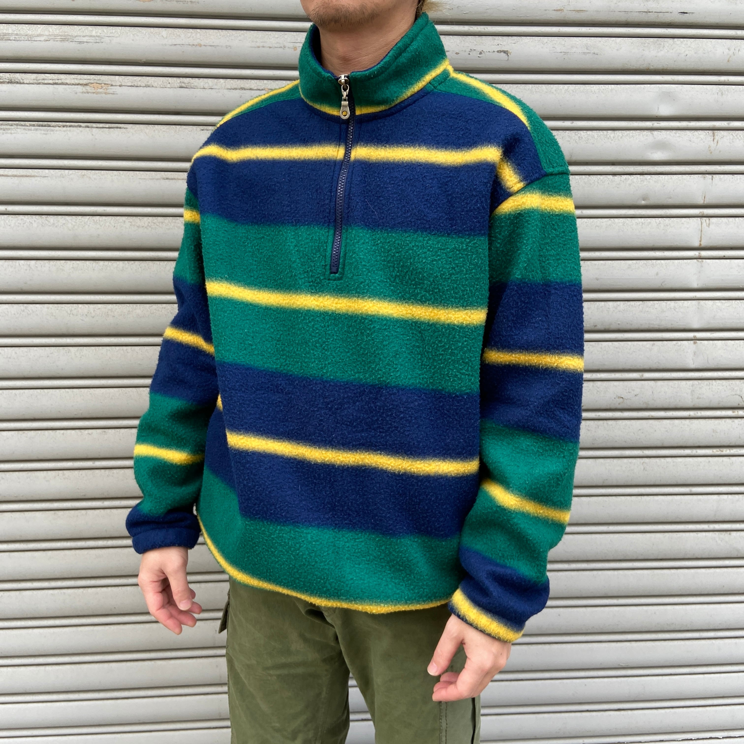 80〜90's 80s 黒タグ Eddie Bauer マルチボーダースウェット L