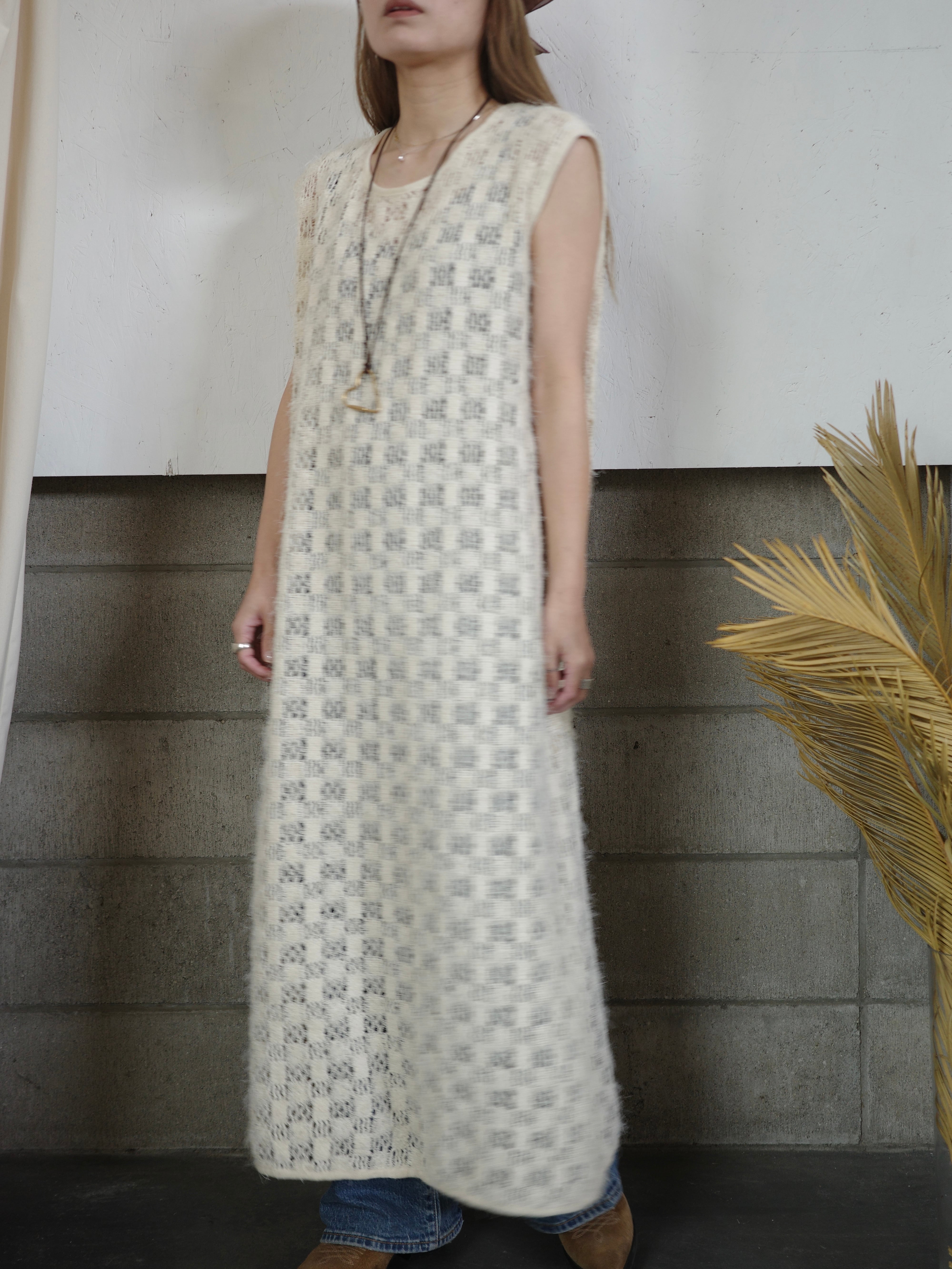 〈vintage〉crochet fringe maxi onepiece