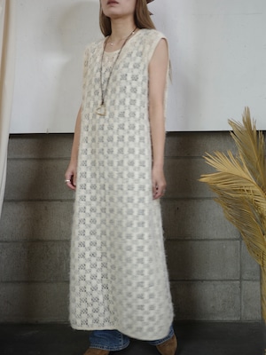 〈vintage〉crochet fringe maxi onepiece