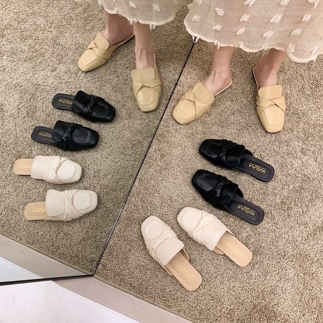 サマーミュール 靴 シューズ 夏物 スクウェア フェイクシューズ69959813441