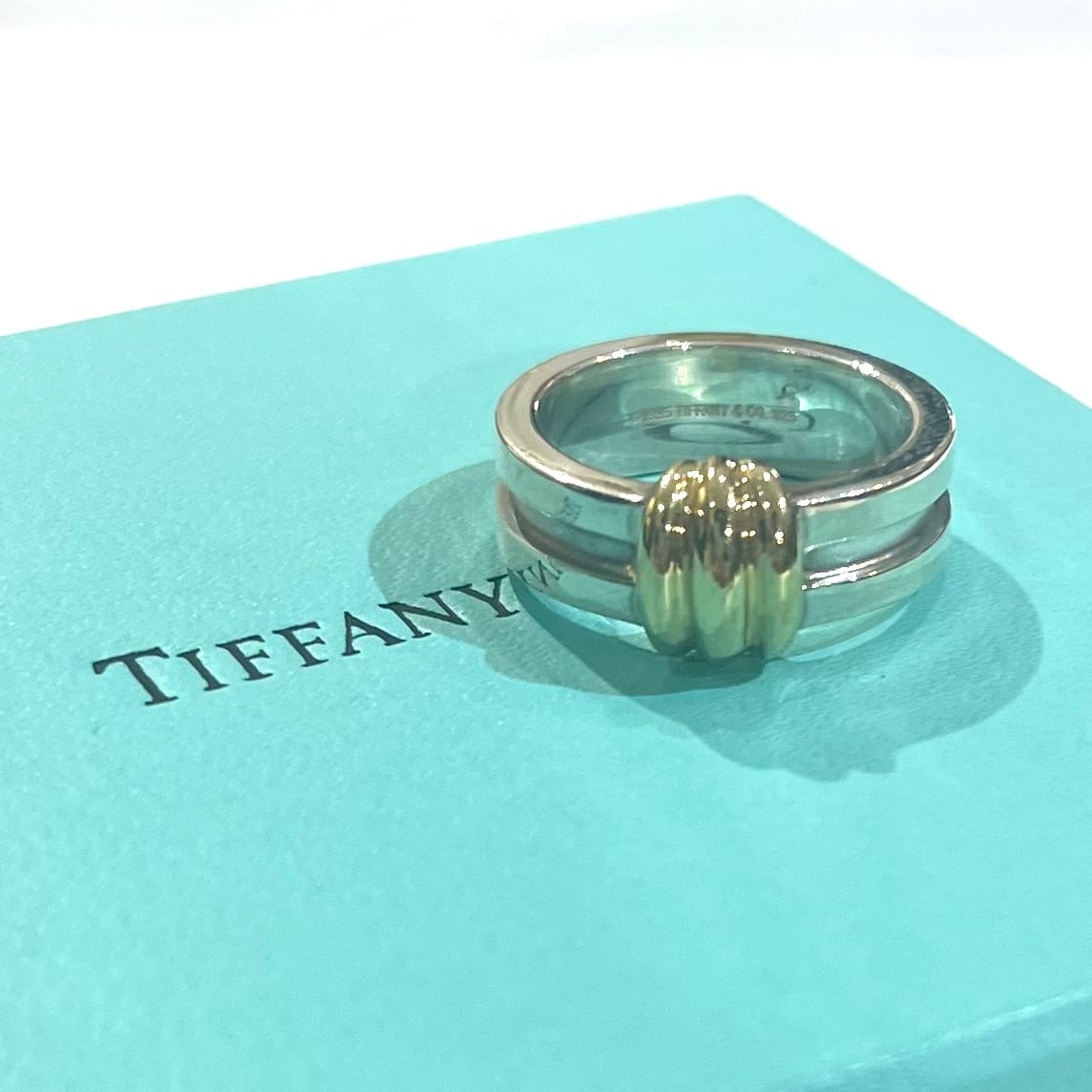 TIFFANY&CO】2201希少サイズ15号18K金 グルーブド ウィズ リング