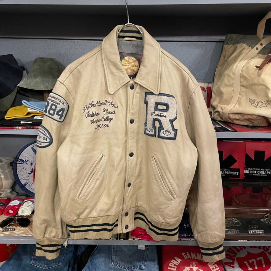 80s Redskins Garmet Leather Varsity Jacket | PAY ID