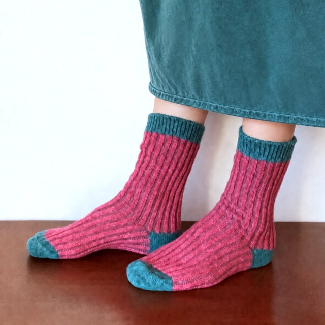 H FOOT WEAR ポルトガル製 ツートンカラーソックス