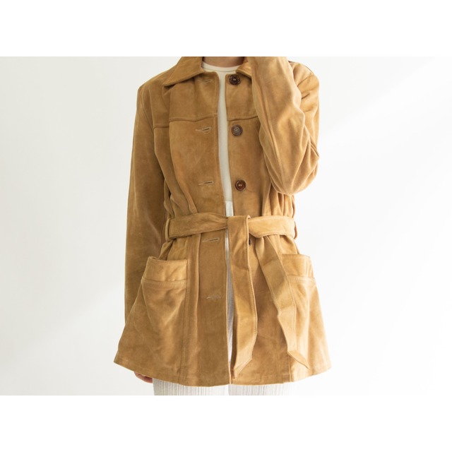 【KOOKAI】Made in France Suede Leather Belted Jacket（クーカイ フランス製 スエードレザーベルテッドジャケット）