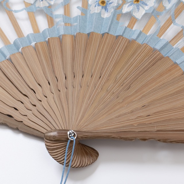 額透かし彫扇 紗月 わすれな草 水