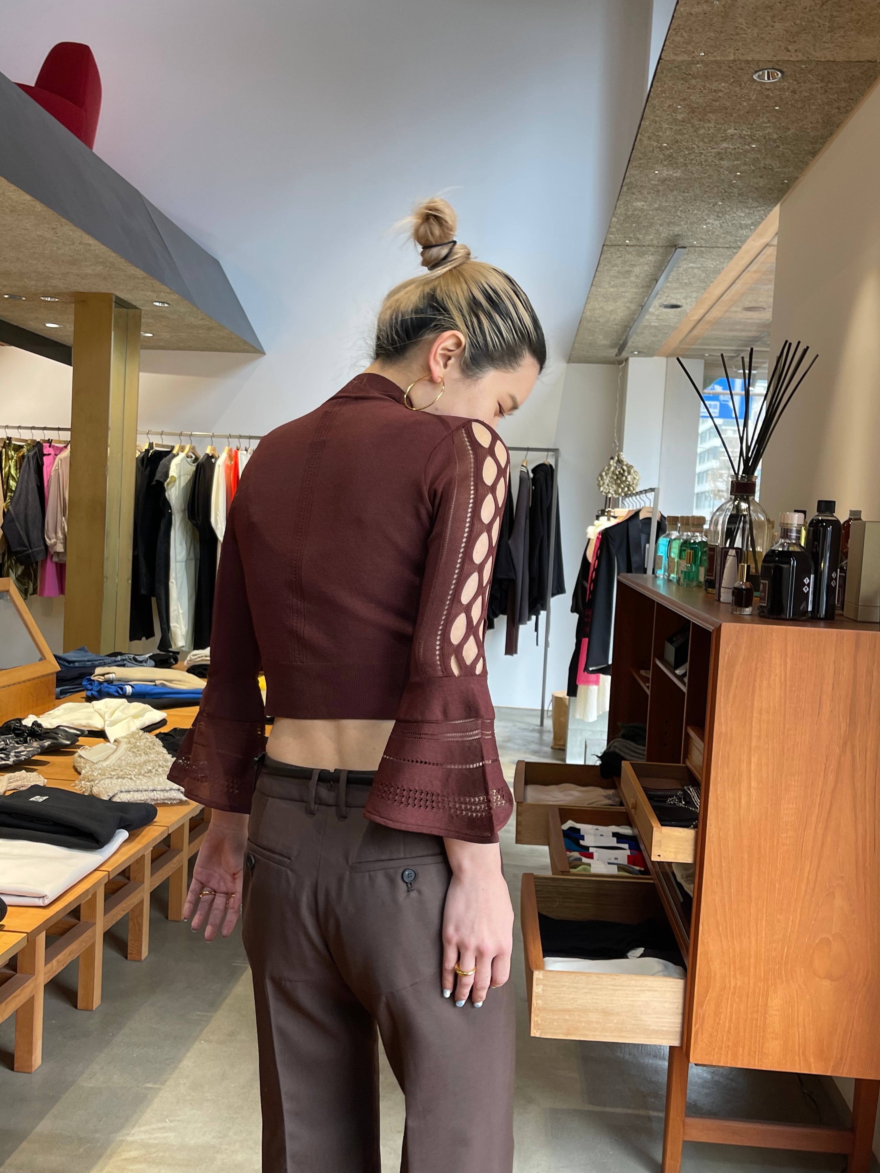 23SS】FETICO フェティコ / FLARED SLEEVE KNIT TOP | TRENTオンライン 