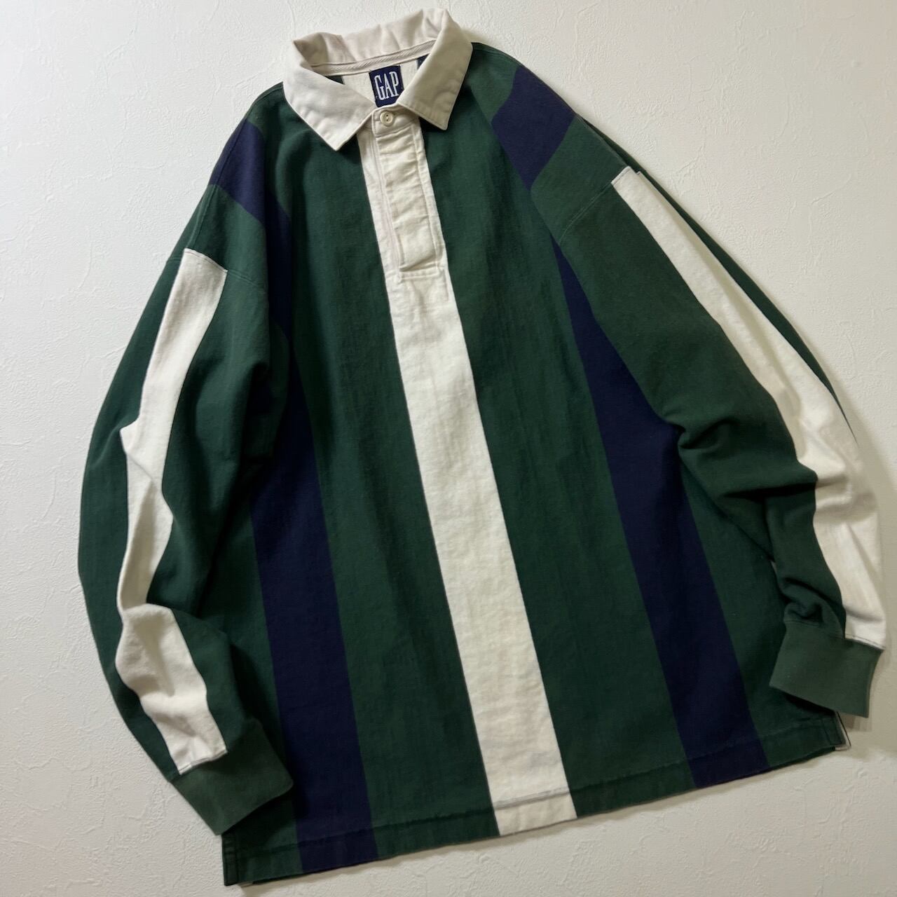 90s OLD GAP 雰囲気系 ストライプ ラガーシャツ プルオーバー ギャップ