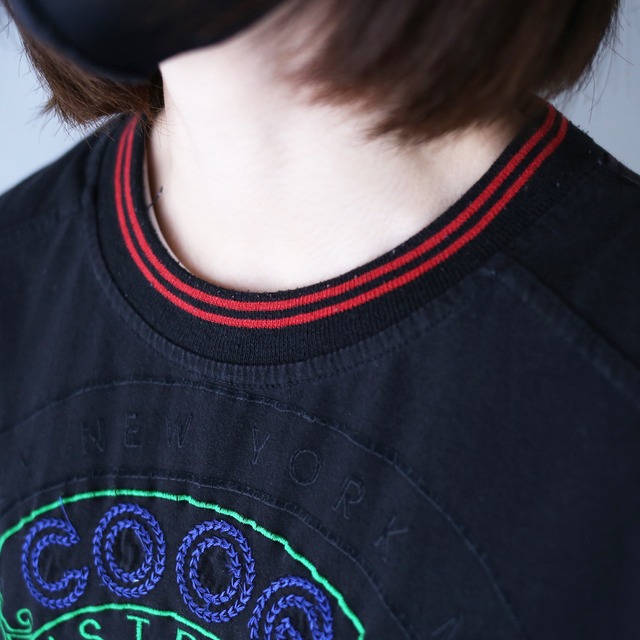 "COOGI " multi embroidery and stitch work design XXL h/s tee