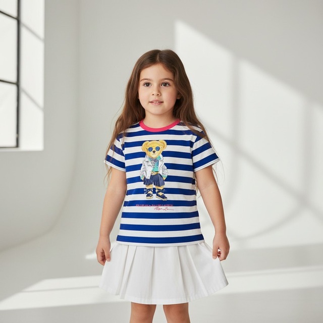 【100/110/120㎝】キッズ（女の子）Polo ベア コットン ジャージー Tシャツ