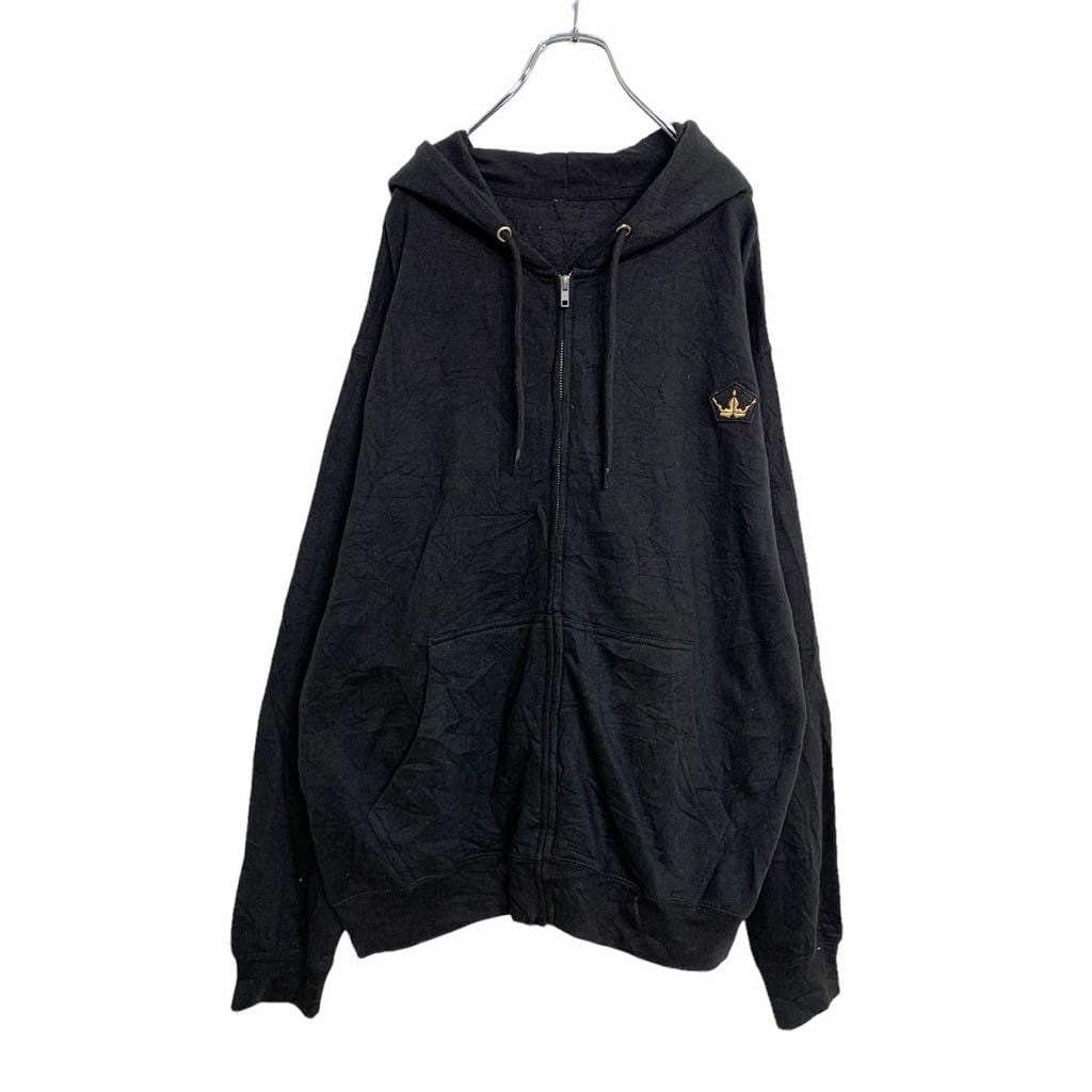 ジップアップ スウェット パーカー 2XL〜 ブラック ゴールド 刺繍
