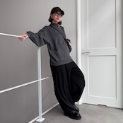 マフポケット付ハーフジップニットPO/グレー