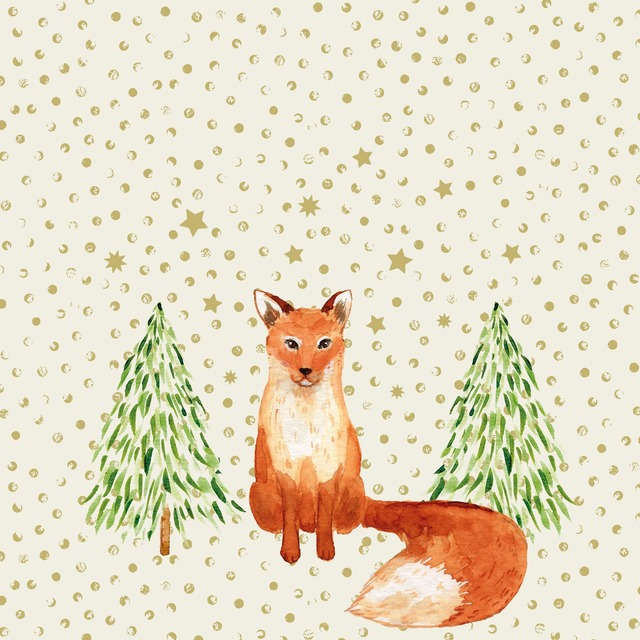 2024秋冬【Paperproducts Design】バラ売り2枚 ランチサイズ ペーパーナプキン Snowflakes & Fox クリーム