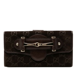 グッチ ホースビット 長財布 138040 ブラウン スウェード レザー レディース GUCCI 【中古】