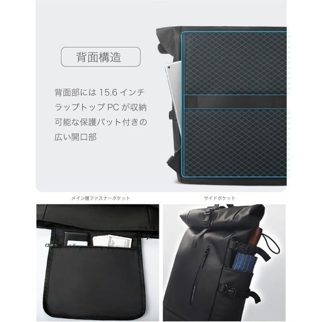 リュック メンズ ロールトップ バックパック 防水 ロール バックパック