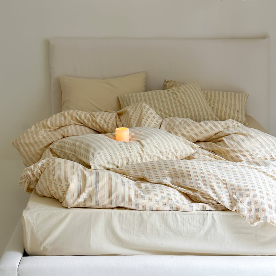 ウォッシュドコットン寝具セット(ニュートラルマルチ イエロー)