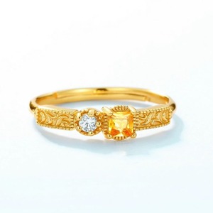 シトリンのリング - 唐草模様が全体に繊細なアクセントを加える R381