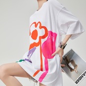 花柄ペイントTシャツ H0100