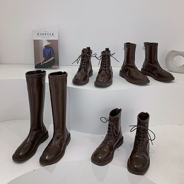 スキニーブーツカジュアルブラウン 靴 シューズ フェイクシューズ3939217193