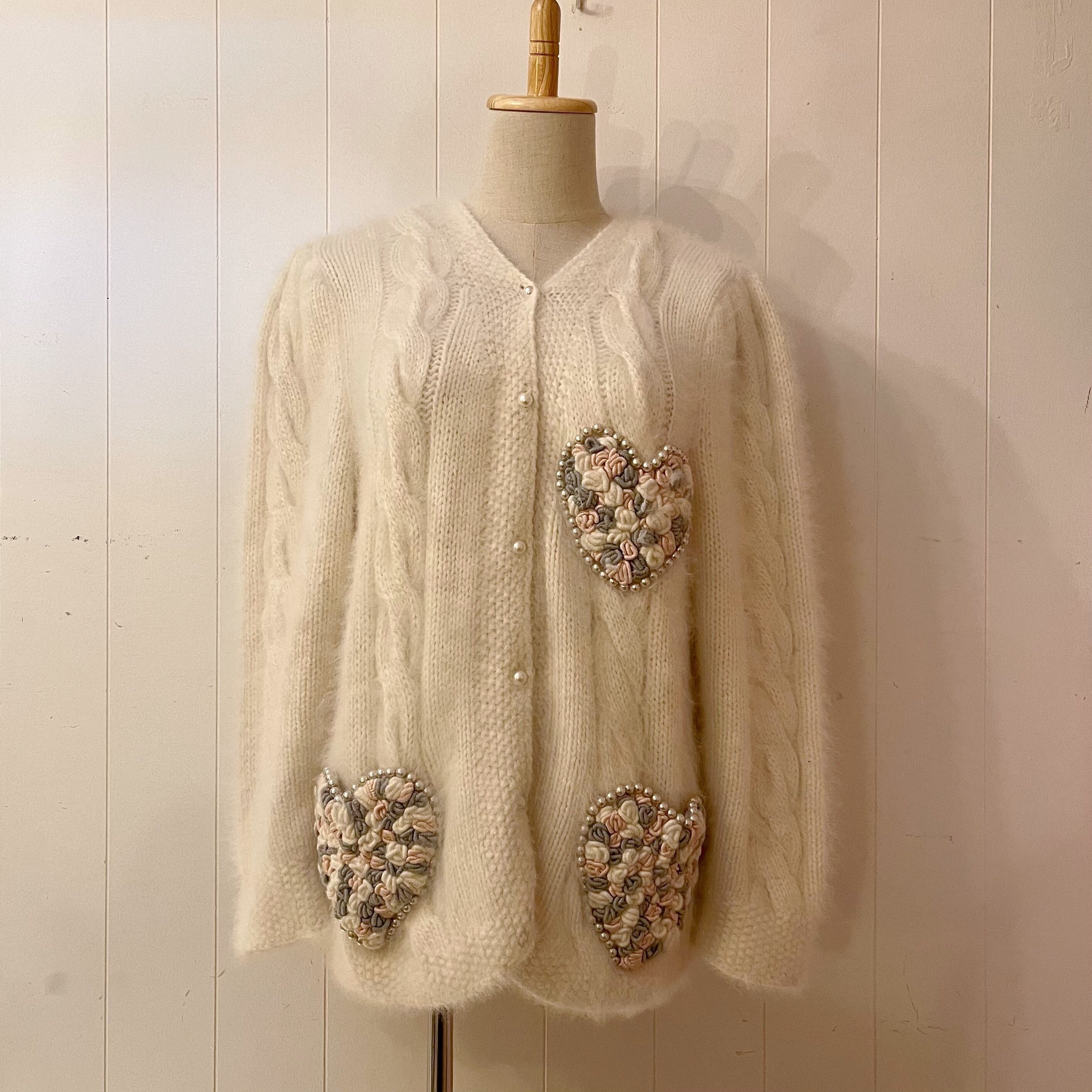 pearl ♡ pocket angora knit cardigan