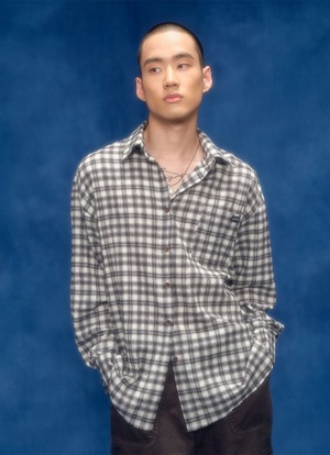 [as”on] ESSENTIAL CHECK SHIRT / BLACK 正規品 韓国ブランド 韓国通販 韓国代行 韓国ファッション as on ason エズオン アズオン