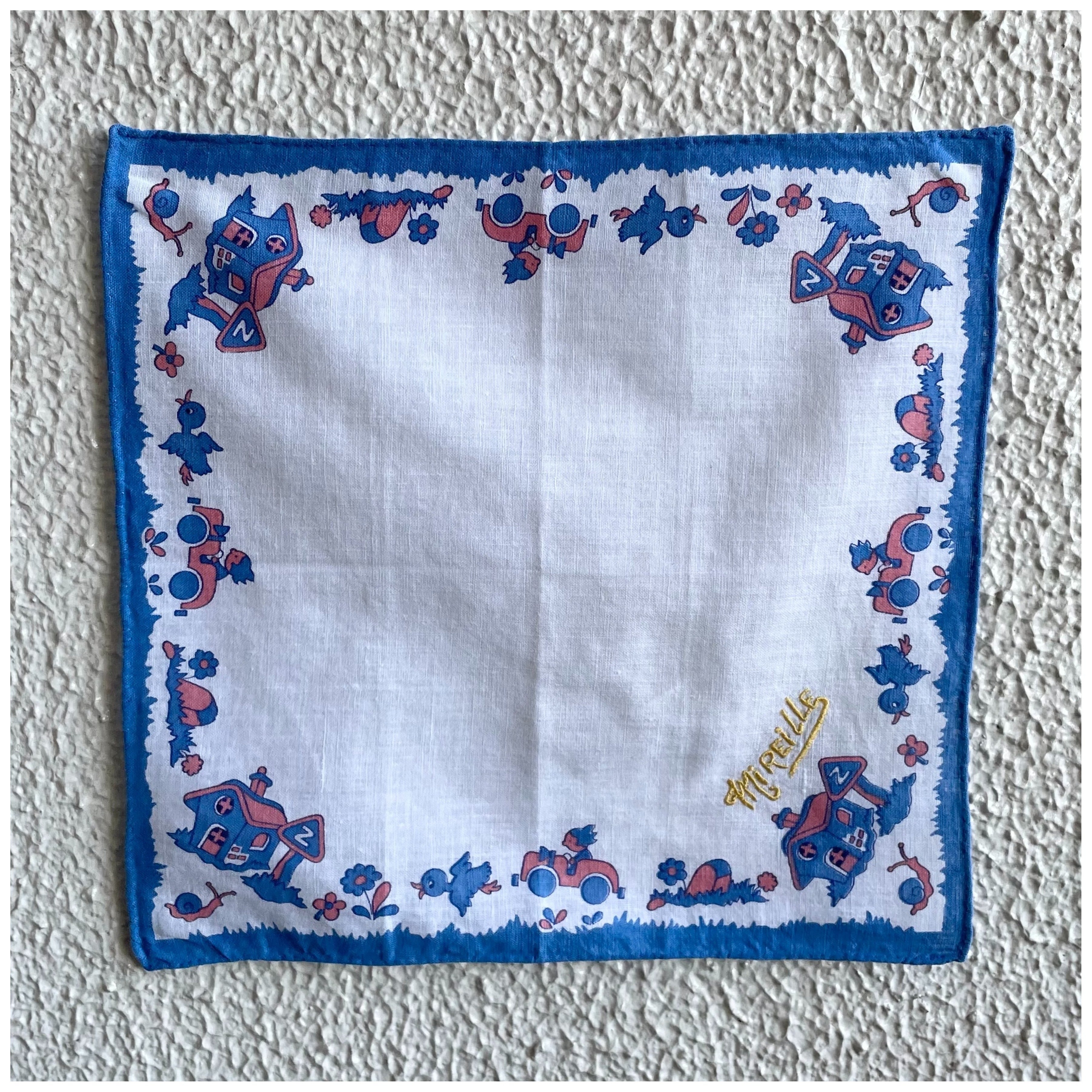 フランス ヴィンテージ ハンカチ ネーム刺繍入り ハンドヘム