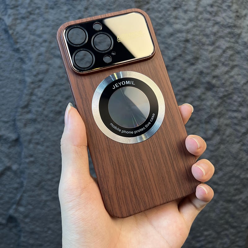 ◇iPhone 16/15/14/13/12/Pro/Pro Max/Plus◇ Wood Grain MagSafe Case