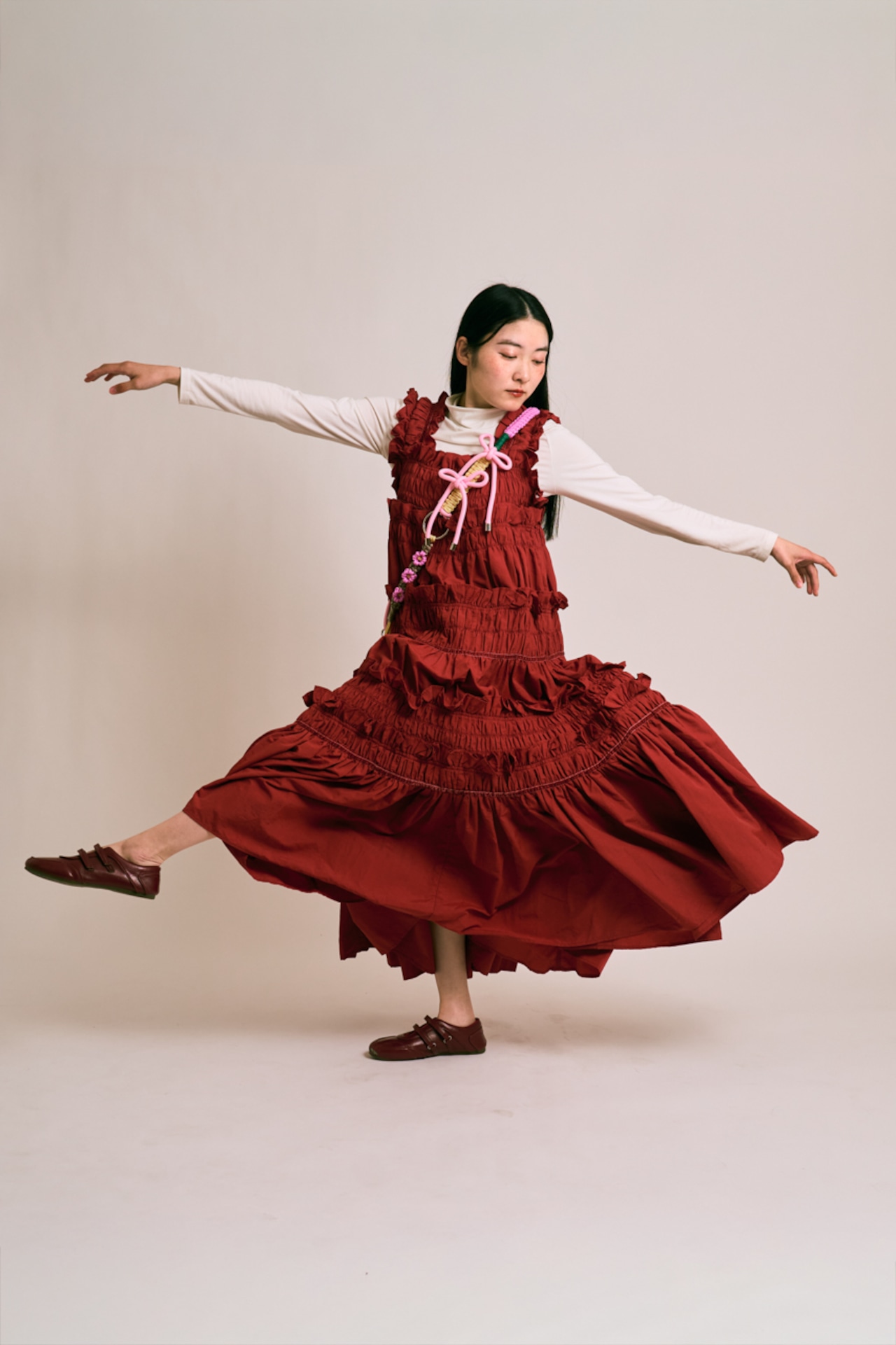 2way big ribbon flower strap Sugar Pink