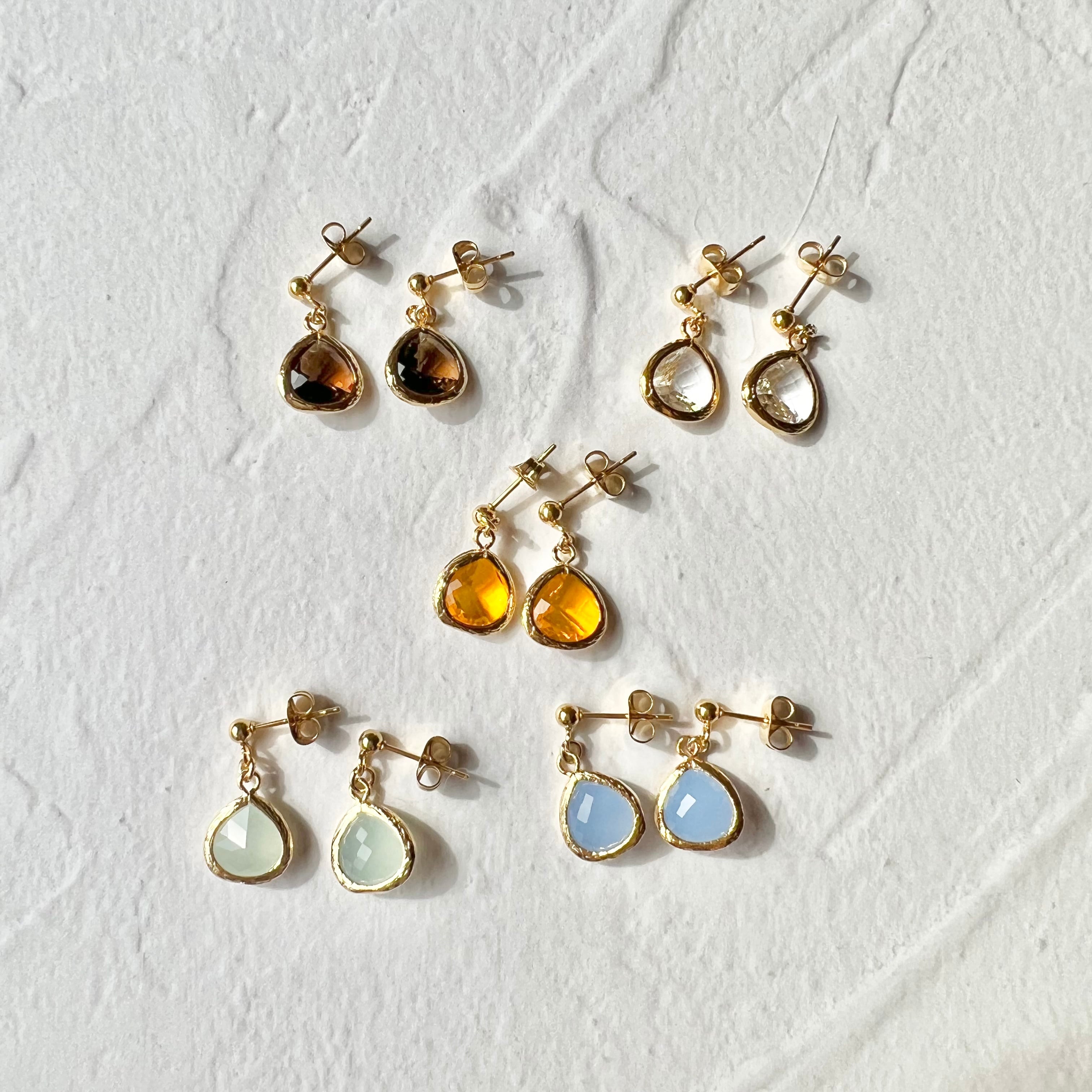 TVドラマ着用//マロンガラスピアス サージカルステンレス/ イヤリング