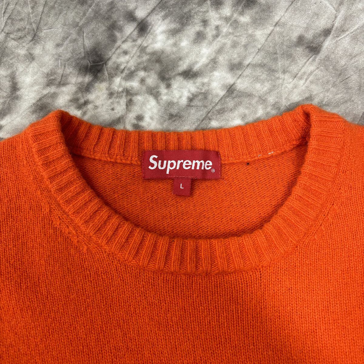 シュプリーム Supreme エンボス ロゴ ニット Lサイズ ライトブルー 
