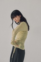 DU260517 Layered Bustier Sheer Long Sleeve Tee