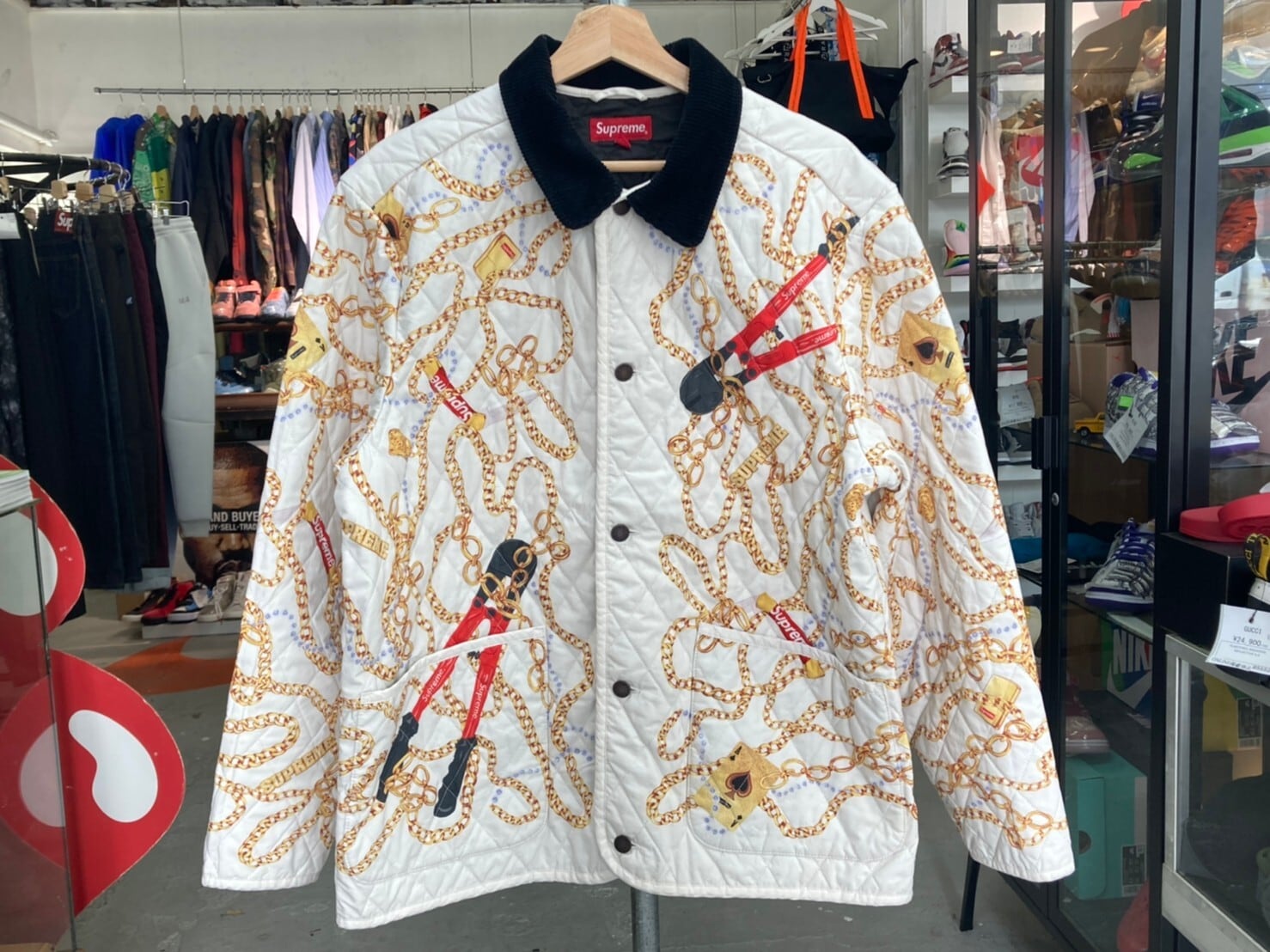 supreme chains quilted jacket
